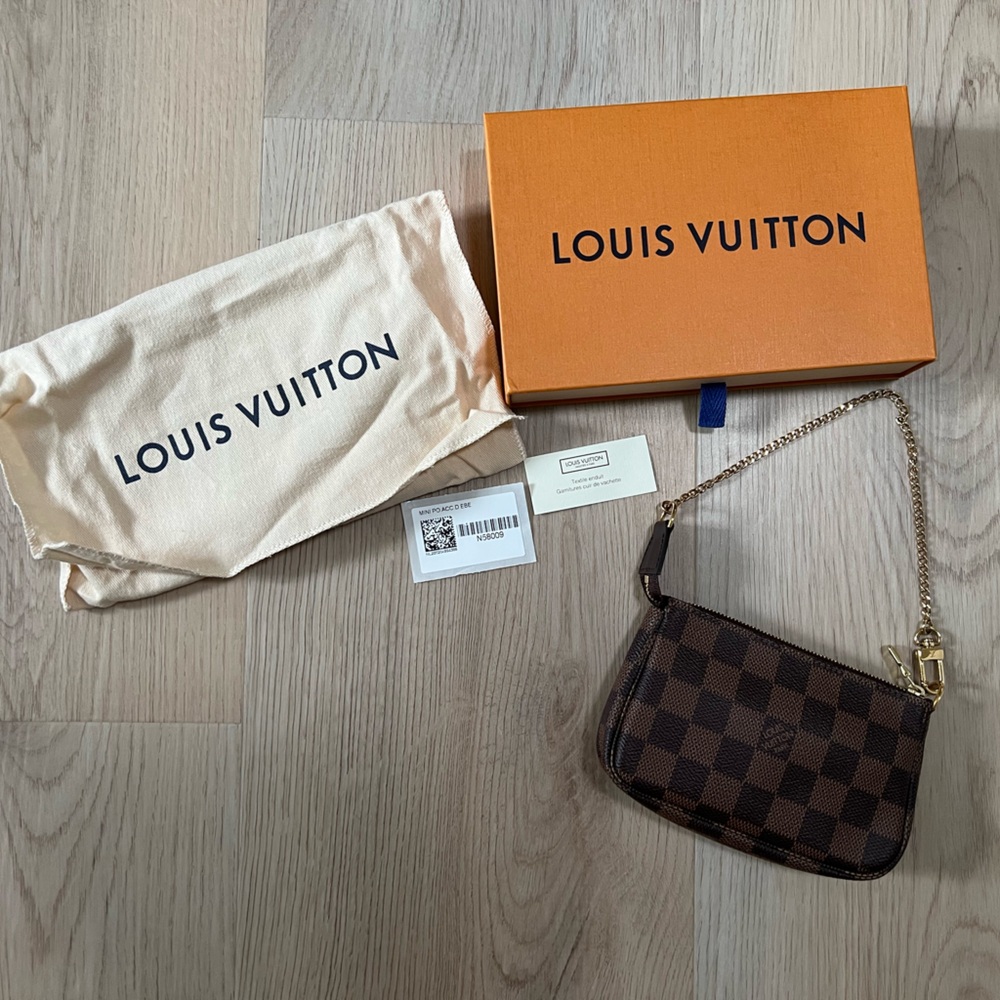 Louis Vuitton Mini Pochette Accessories in Damier Ebene